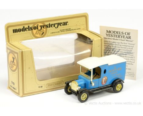 Matchbox Models of Yesteryear Code 2 Y12 Ford Model T "Hoover" - mid-blue body, white roof, black chassis, light tan seats, g