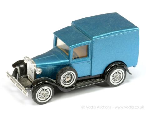 Matchbox Models of Yesteryear Pre-production colour trial Y22 Ford Model A Van - metallic blue, black chassis, light tan seat