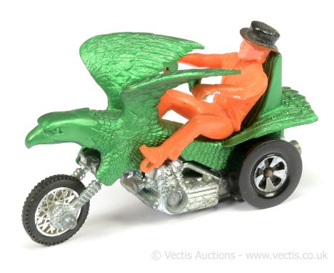 Hot Wheels (Mattel) Rrrumblers 5947 Bold Eagle - RARE issue finished in green body with orange rider and black helmet - overa