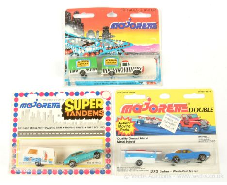 Majorette Twin Pack a group of three (1) containing Datsun 260Z - metallic light blue (aqua) with Caravan - finished in white