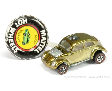 Hot Wheels (Mattel) - Redline - 6220 Custom Volkswagen (Beetle) - metallic olive green with opening sunroof - Excellent Plus,