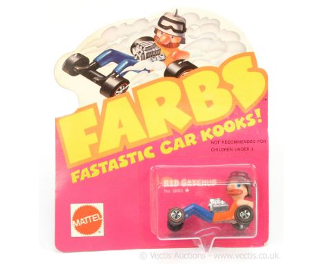 Hot Wheels (Mattel) - Redline - 5853 "Farbs" - "Red Catchup" - blue, orange jumper, grey helmet - Mint on a Excellent factory