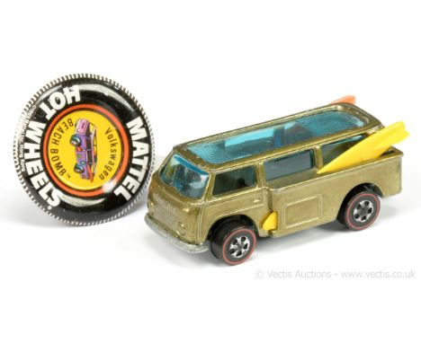 Hot Wheels (Mattel) - Redline - 6274 Volkswagen Beach Bomb - metallic olive green with orange and yellow plastic surfboards -