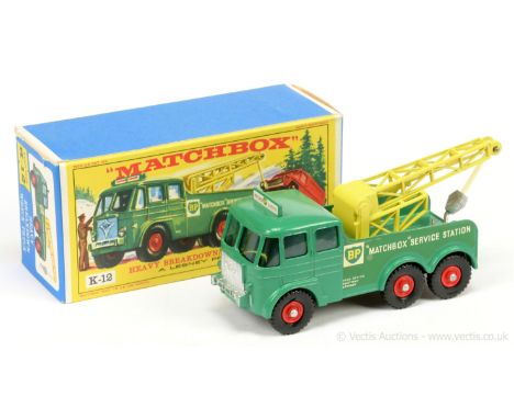 Matchbox King Size K12 Foden Heavy Duty Wreck Truck "BP Matchbox service Station" - green, silver trim to front, pale yellow 