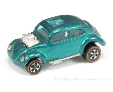 Hot Wheels (Mattel) - Redline - 6220 Custom Volkswagen (Beetle) - metallic green with opening sunroof - Good Plus (does have 