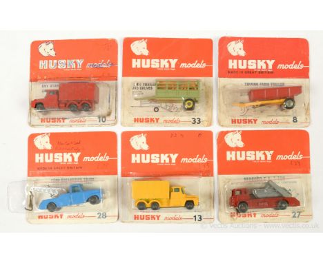 Corgi (Husky Models) 8 Tipping Farm Trailer - yellow, red; 10 Guy Warrior Coal Truck - red, black coal load; 13 another but y