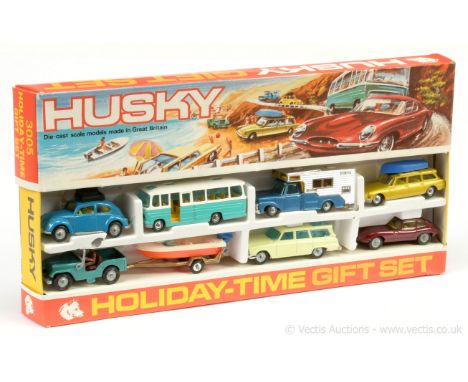 Corgi (Husky Models) 3005 "Holiday Time" Gift Set to include 8 x pieces Jaguar type E; Citroen Estate with Boat; Camper; Coac