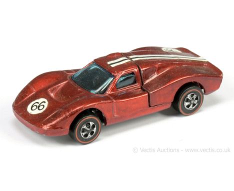 Hot Wheels (Mattel) - Redline - 6257 Ford Mark IV - metallic red with white stripes and racing number 66 - Good Plus (some sm