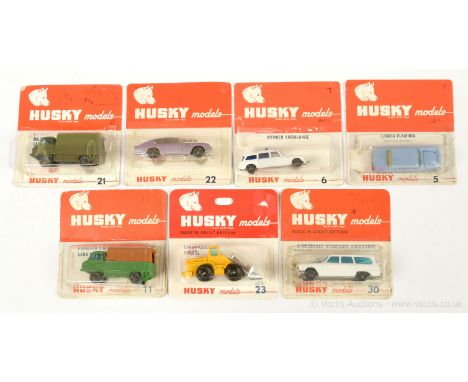 Corgi (Husky Models) 5 Lancia Familia; 6 Citroen "Ambulance"; 11 Land Rover Forward Control Jeep - green, tan plastic canopy;