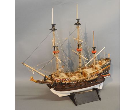 A Kit Built Model of The Golden Hind, 56cms tall