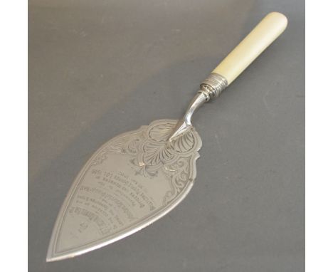 An Edwardian Silver Presentation Trowel bearing inscription Sheffield 1901