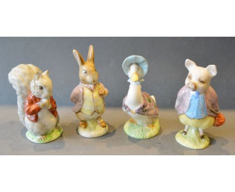 A Beswick Beatrix Potter 'Timmy Tiptoes' together with three other similar figures Jemima Puddleduck, Benjamin Bunny and Pigl