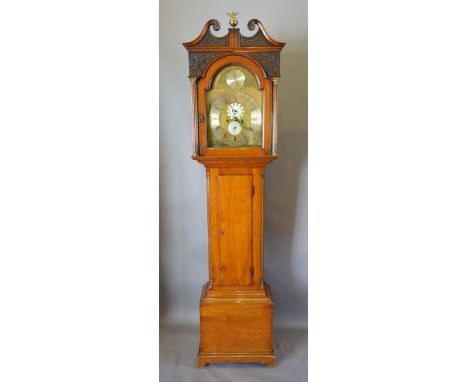 A George III Mahogany Long Case Clock by John Donald, Kilmarnock, the swan neck pediment with brass finial above an arched do