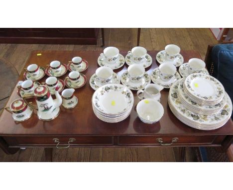 A Royal Doulton Larchmont pattern part tea and dinner service (43 pieces) and a Noritake part coffee service 