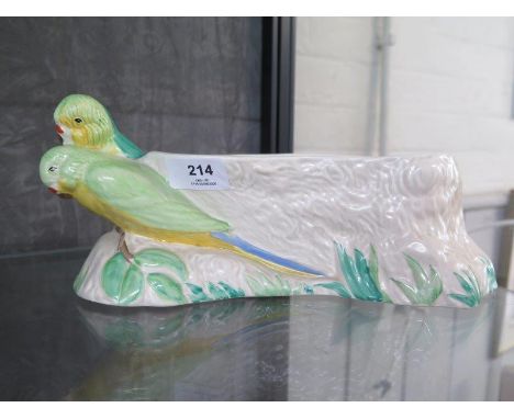 A Newport Pottery Clarice Cliff budgerigar design flower bowl, 28 cm long 