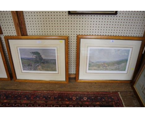 After Lionel EdwardsThree hunting sceneslithographs signed in pencil, largest 33 x 49 cmand another unsigned print (4) 