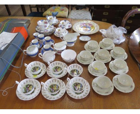 An Aynsley part tea service, with scale blue border and floral sprays, and various other teawares, as found. 