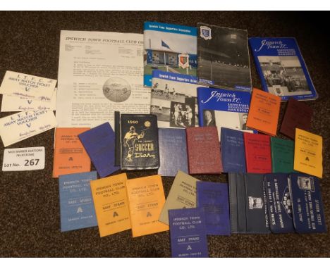 Football :Ipswich Town season ticket &amp; fixture books 1950-1 to 1973/4 (incomplete run) plus season ticket letter  &amp; 1