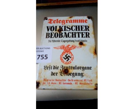 Militaria : German NSDAP interest an enamel plaque, service wear - GVF
