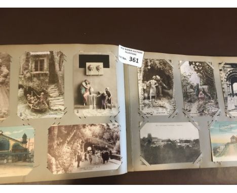 Postcards : A dark green Cartes postals album with over 425 vintage french cards - topo/WWI/subjects - some RP's