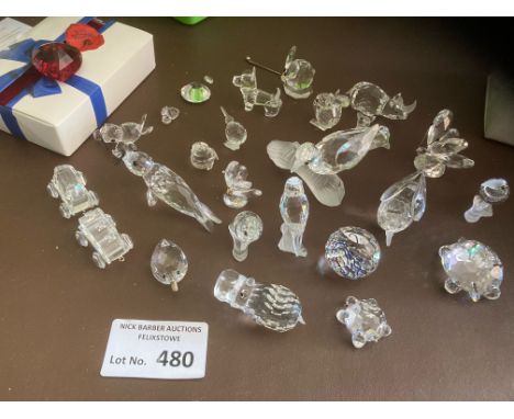 Collectables : Swarovski Crystal all unboxed all good cond inc Society Ruby Style Crystal, animals, trains, tortoise etc good