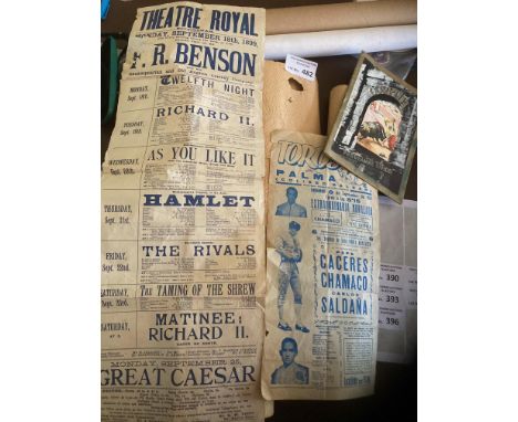 Collectables : Ephemera - Wonderful case of rare and original items inc Theatre Royal Nottingham poster 1899, bull fighting p