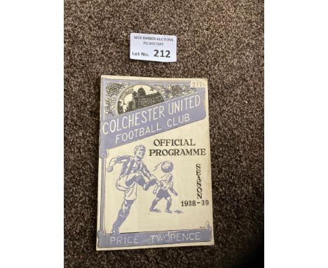 Football : Colchester - Arsenal v Tottenham 17/04/1939 programme - friendly - good condition 