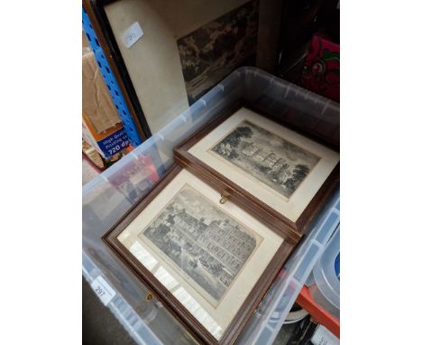 An etching by Halvard Storm, signed and dated 1929 4 of 150 of Oslo Fjord &amp; a box of assorted pictures.  