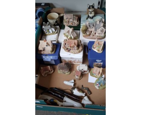 A box of assorted ceramics to include Lilliput lanen Royal Doulton mug &amp; 2 ceramic pipes  