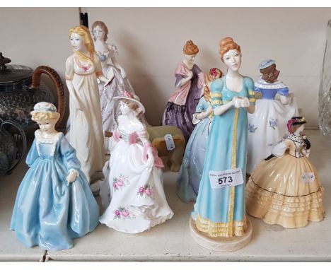 Nine Royal Worcester figures and two calcite marble carvings  