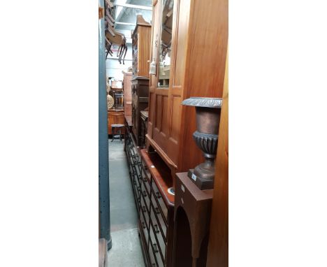 Various items of furniture; oak dresser, inlaid mahogany chest of drawers, oak side cabinet, inlaid mahogany sideboard, oak n