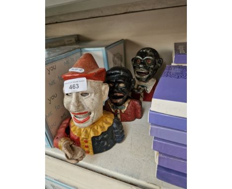 Three cast metal mechanical money banks. Notice from the the-saleroom.com: These items are listed on the basis they are illus