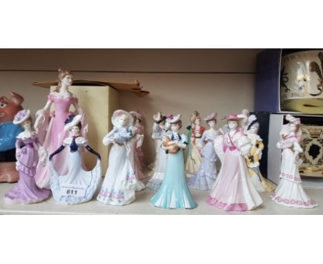18 small Coalport figurines with certificates and a Royal Worcester figure 'Grace'Condition:- Good, Appears to be no sign of 