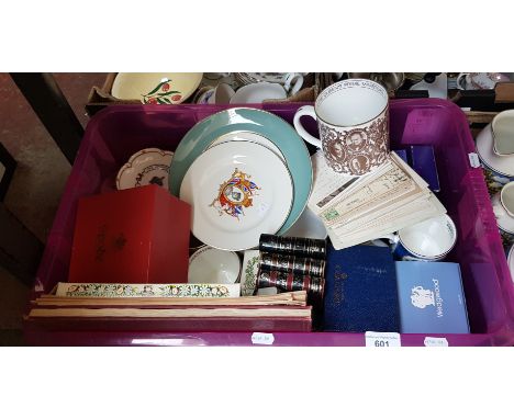Royal memorabilia inluding commemorative china, books, etc, together with some postcards including WWII silk examples and fou
