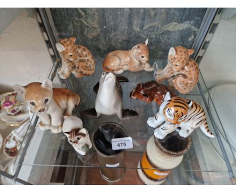 8 Russian ceramic animal figures by Lomonosov  