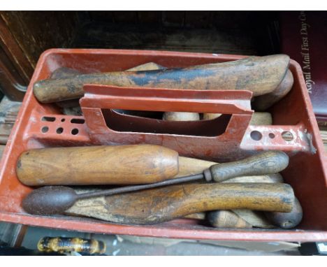 A quantity of antique plumbers lead working tools.  