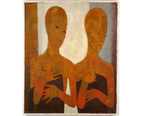 ERNEST NEUSCHUL (CZECH, 1895-1968) Double Portrait, undated [circa 1960], oil on canvas, signed 'EN' lower right, numbered 9 