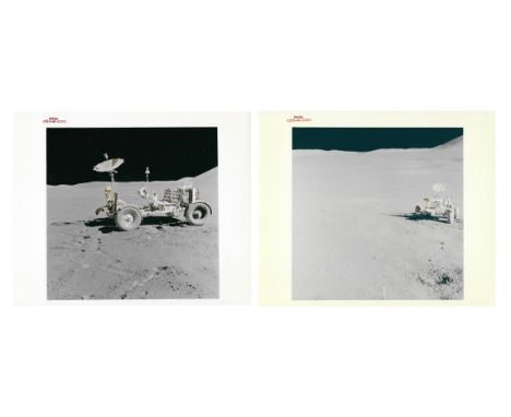 Dave ScottTwo views of the Lunar Rover, the first one, unreleased view of the Rover at Station 6, with the landing site in th