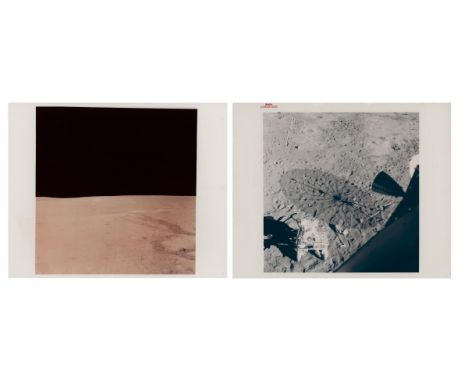Edgar Mitchell Two views of the ALSEP site and equipment left on the surface from the LM before lift-off, with footprints and