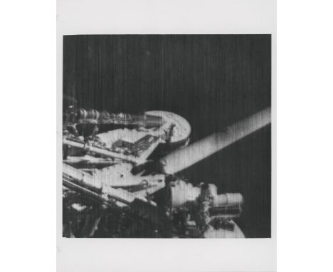 The first American photograph taken by the first American lander from the surface of the Moon, Surveyor I, NASA, 2 June 1966 