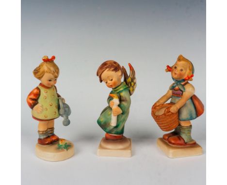 Hand painted in matte finish figure set including Little Helper, Heavenly Angel, and Little Gardener. Goebel backstamp. Talle