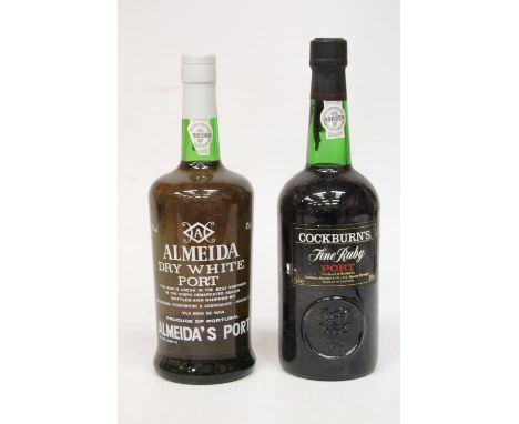 A BOTTLE OF ALMEIDA DRY WHITE PORT PRODUCE OF PORTUGAL 75 CL TOGETHER WITH A 75 CL BOTTLE OF COCKBURN'S FINE RUBY PORT 