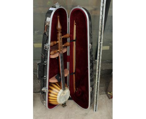 A VINTAGE PERSIAN KAMANCHEH WITH CARRY CASE 