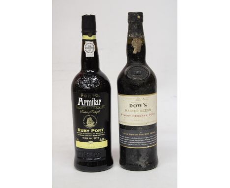 A 75 CL BOTTLE OF ARMILAR RUBY PORT PRODUCE OF PORTUGAL TOGETHER WITH A BOTTLE OF DOW'S MASTER BLEND FINEST RESERVE PORT 