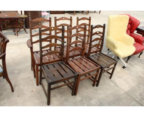A SET OF SIX ERCOL 823 GOLDEN DAWN DINING CHAIRS, TWO BEING CARVERS 