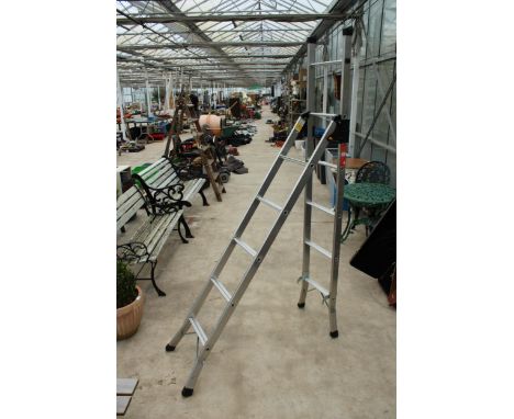 AN ALUMINIUM YOUNGMAN MULTIFUNCTIONAL FOLDING LADDER 