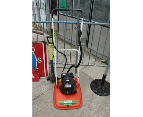 AN ALLEN 216 HOVER MOWER WITH PETROL ENGINE AND AN ELECTRIC RYOBI GRASS STRIMMER 