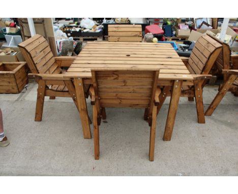AN AS NEW EX DISPLAY CHARLES TAYLOR PATIO SET COMPRISING OF A SQUARE TABLE AND FOUR CHAIRS *PLEASE NOTE VAT TO BE ADDED TO TH