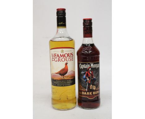 A 1L BOTTLE OF THE FAMOUS GROUSE TOGETHER WITH A 700 ML BOTTLE OF CAPTAIN MORGAN DARK RUM 