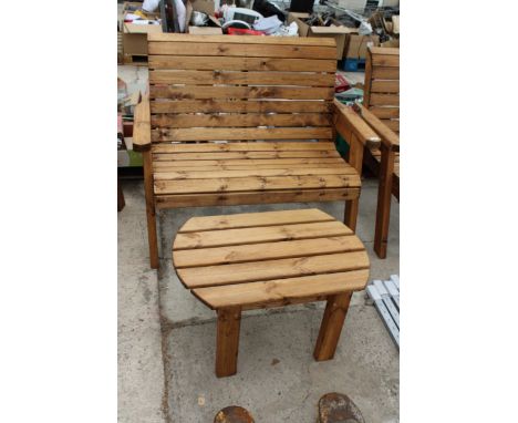 AN AS NEW EX DISPLAY CHARLES TAYLOR PATIO SET COMPRISING OF A TWO SEATER BENCH AND A SIDE TABLE *PLEASE NOTE VAT TO BE ADDED 